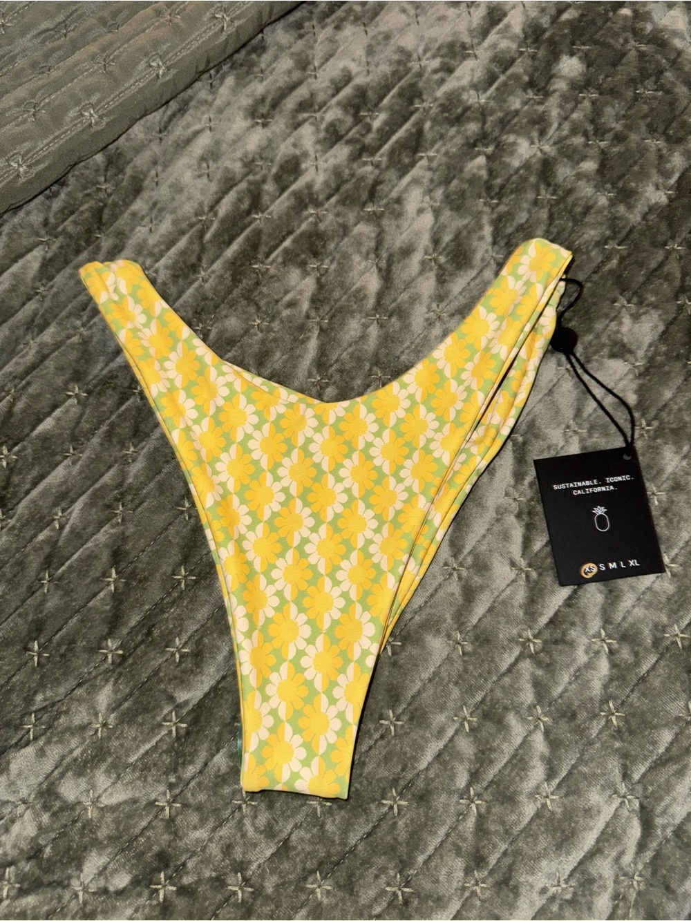 Women's Yellow Floral High-Cut Bikini Bottom – Unbranded